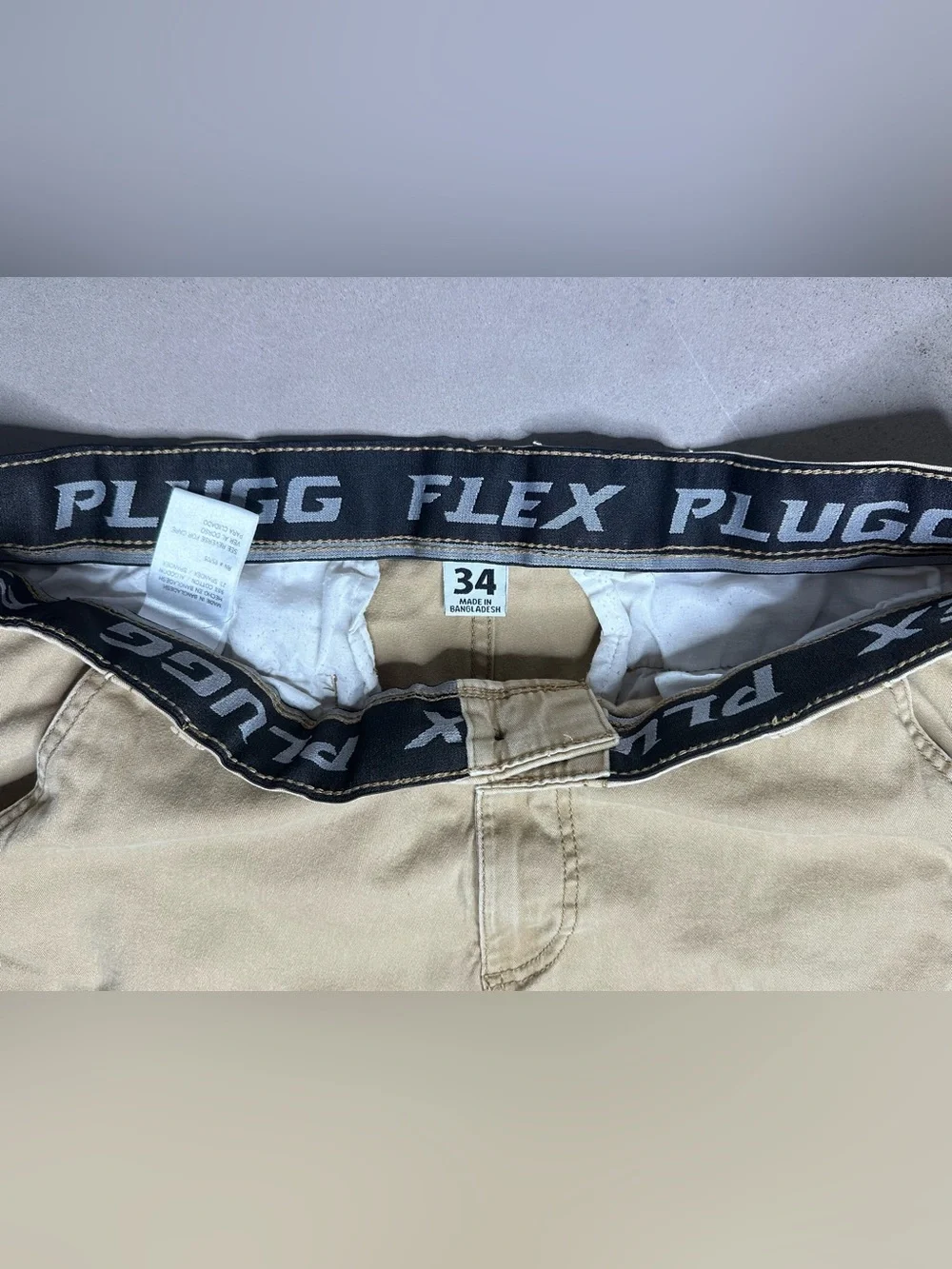 Plugg Flex Waist Khaki Men’s Shorts Size 34